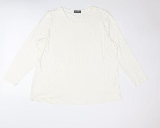 Mr Max Womens Ivory Viscose Basic T-Shirt Size 3XL Round Neck