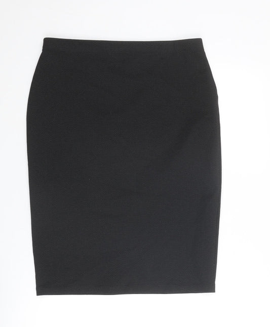 Marks and Spencer Womens Black Polka Dot Polyester Straight & Pencil Skirt Size 14