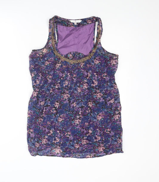 Jasper Conran Womens Multicoloured Floral Polyester Basic Tank Size 10 Scoop Neck