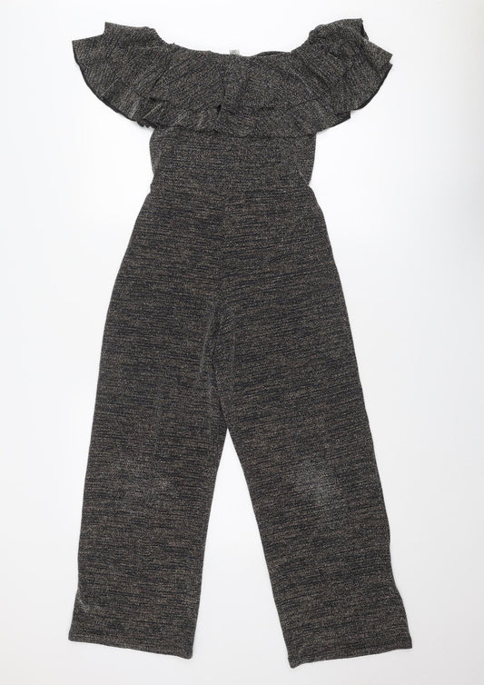 River Island Girls Silver Nylon Jumpsuit One-Piece Size 11-12 Years Pullover