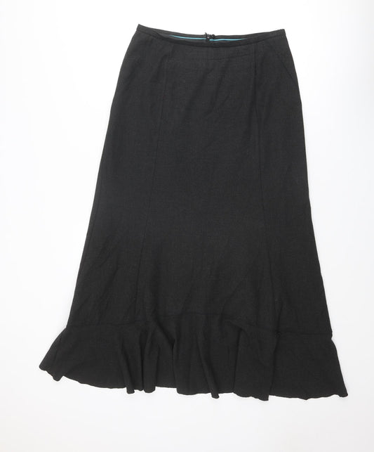 Per Una Womens Black Polyester Swing Skirt Size 10 Zip