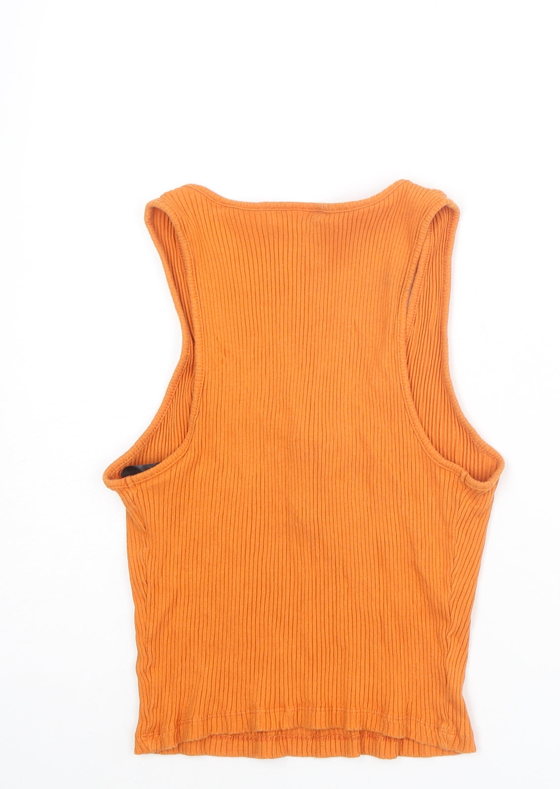 ASOS Womens Orange Cotton Basic Tank Size 14 Scoop Neck - Ribbed