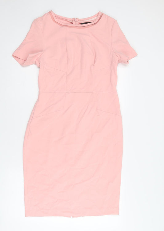 NEXT Womens Pink Polyester Shift Size 12 Round Neck Zip