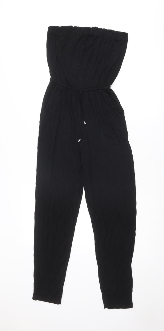 Warehouse Womens Black Viscose Jumpsuit One-Piece Size 10 Pullover