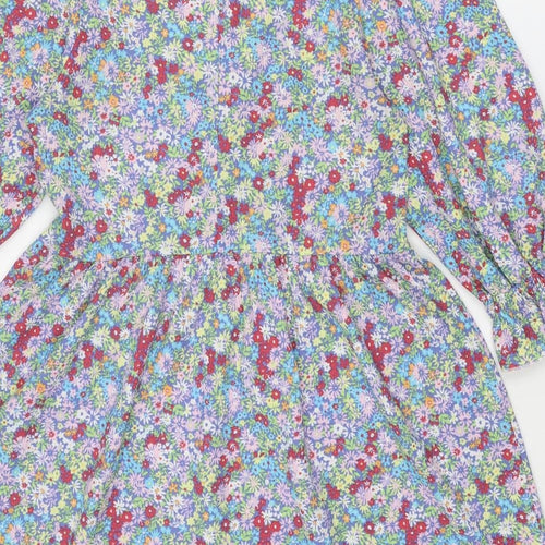 Miss Selfridge Womens Multicoloured Floral Polyester A-Line Size 14 Round Neck Button