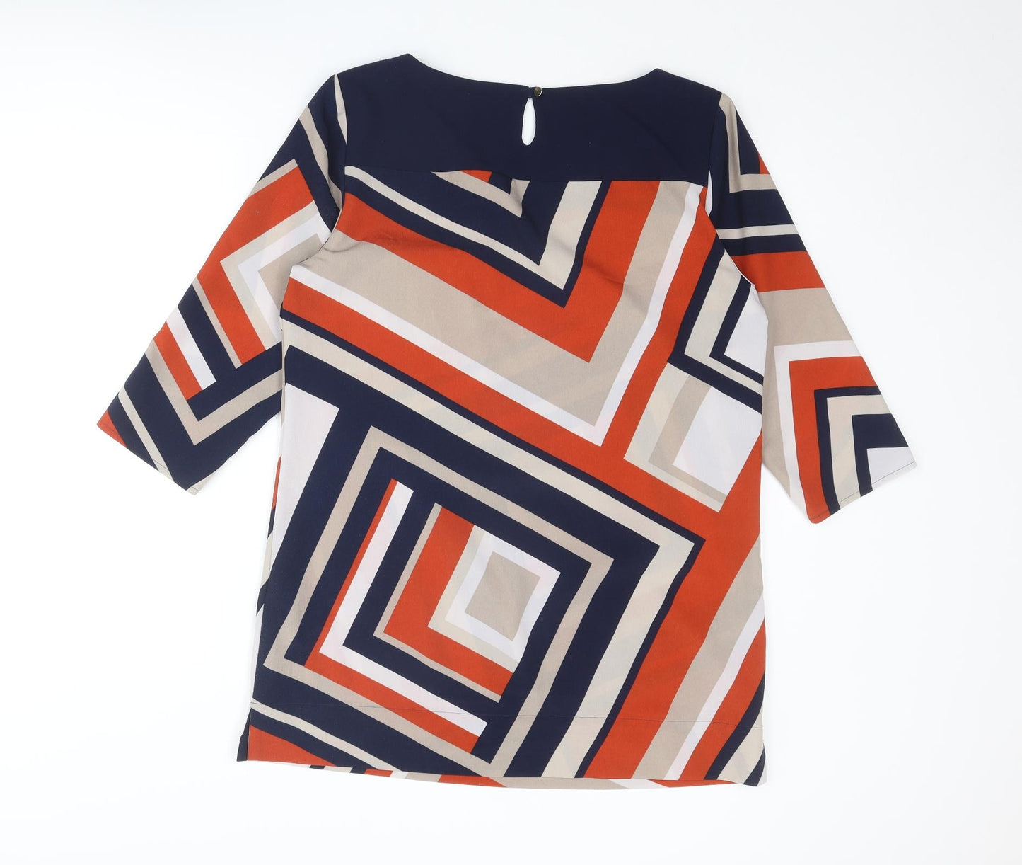Autograph Womens Multicoloured Geometric Polyester Tunic Blouse Size 14 Square Neck