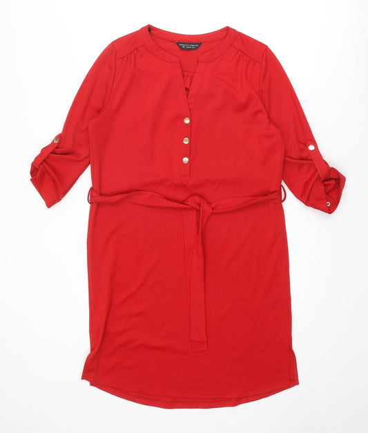 Dorothy Perkins Womens Red Polyester A-Line Size 10 Round Neck Snap