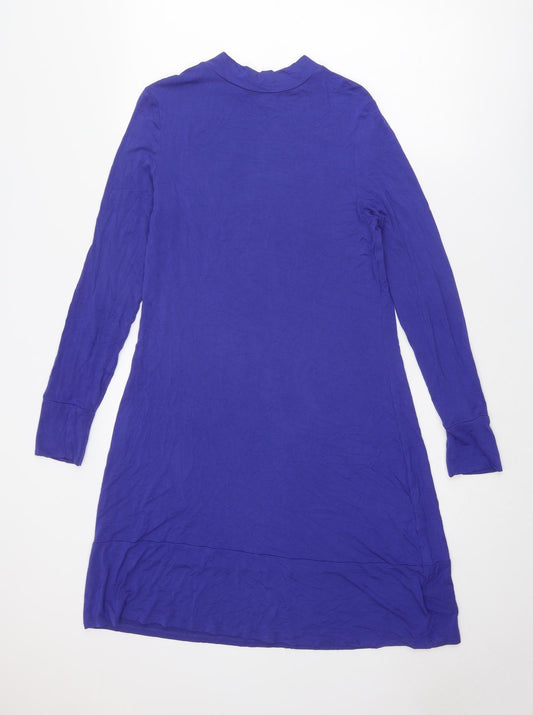Marks and Spencer Womens Blue Viscose Jumper Dress Size 10 Round Neck Pullover