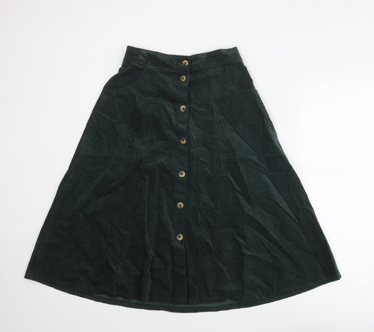 TU Womens Green Cotton Swing Skirt Size 28 in Button
