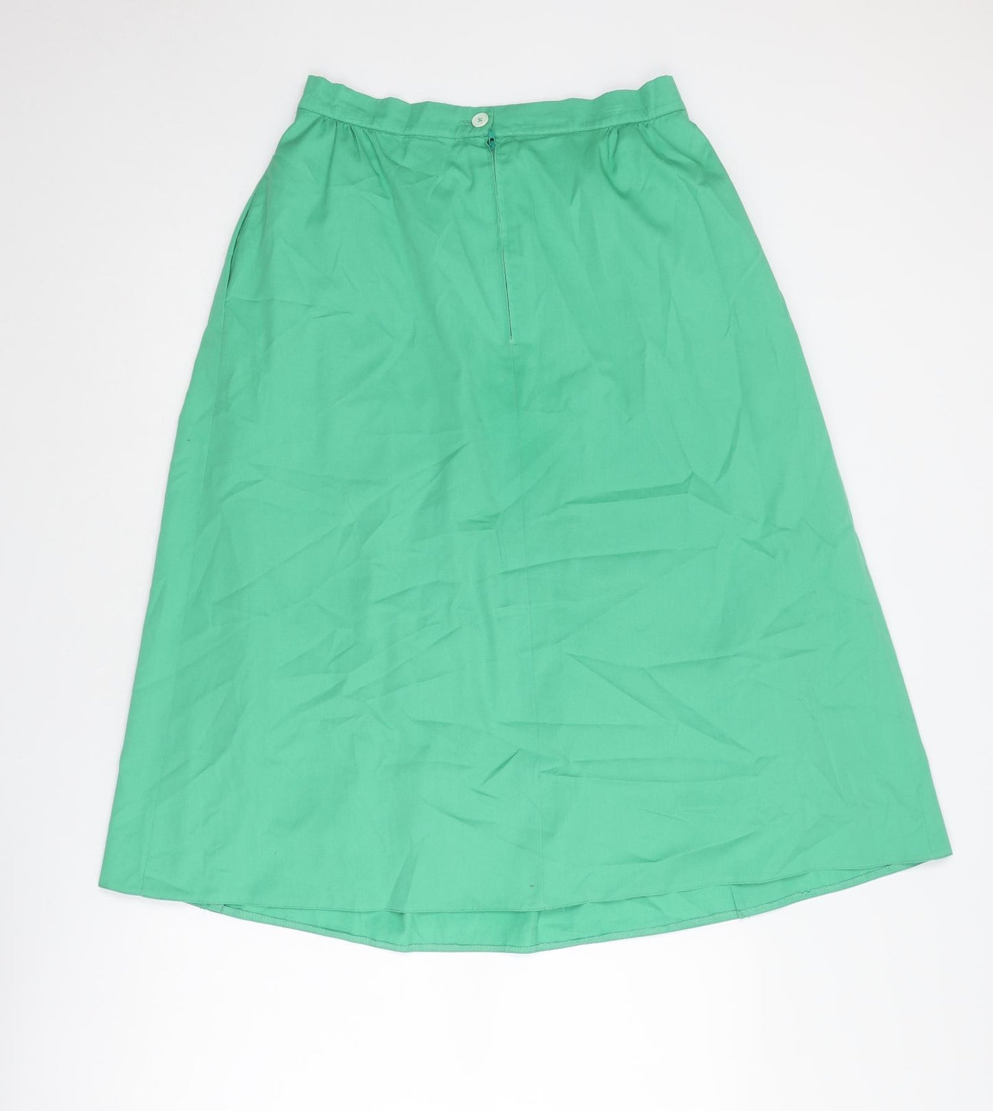 Country Casuals Womens Green Polyester A-Line Skirt Size 14 Zip