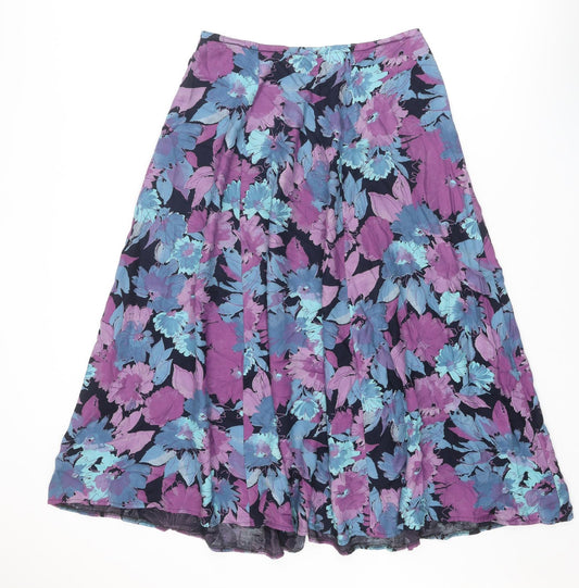 Nightingales Womens Multicoloured Floral Polyester Swing Skirt Size 16