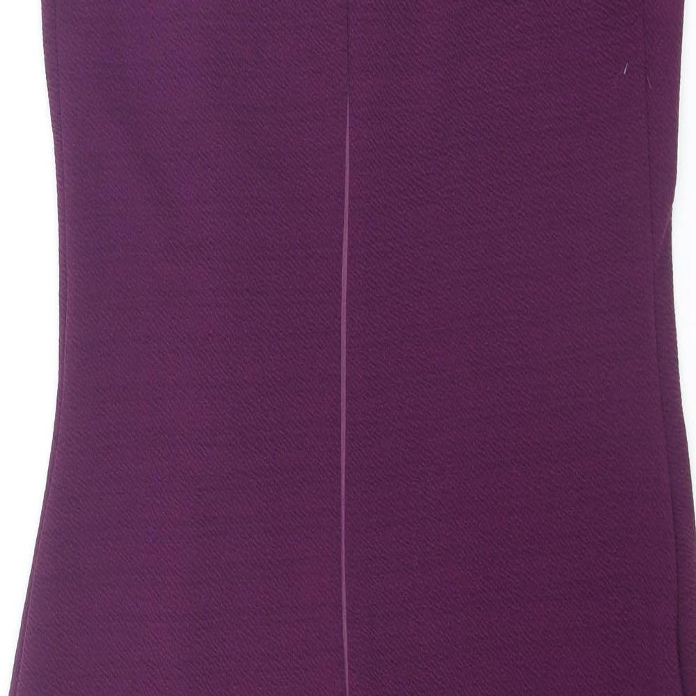 AX Paris Womens Purple Polyester Shift Size 14 V-Neck Zip