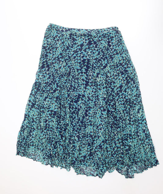 Per Una Womens Blue Geometric Polyester Swing Skirt Size 16 Zip