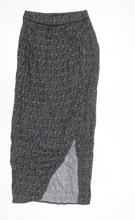 NEXT Womens Grey Geometric Viscose A-Line Skirt Size 6 Zip