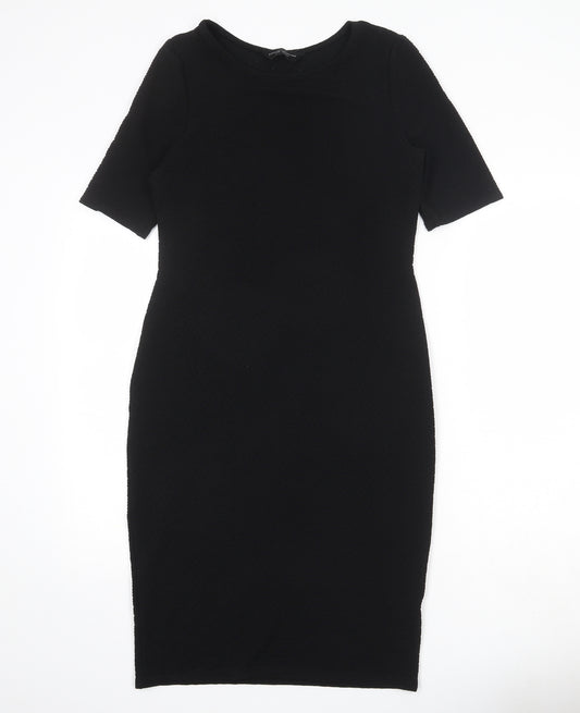 Dorothy Perkins Womens Black Polyester Pencil Dress Size 12 Boat Neck Pullover