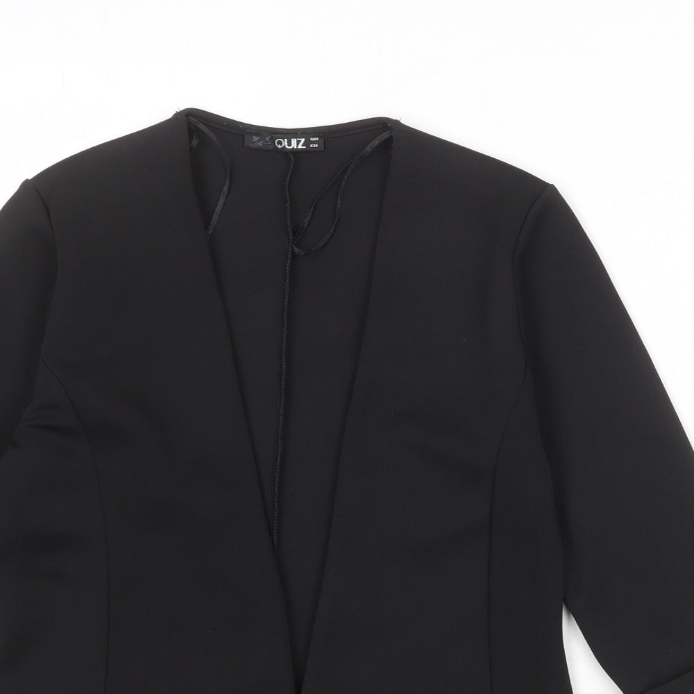 Quiz Womens Black Polyester Jacket Suit Jacket Size 8
