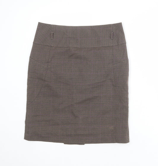 NEXT Womens Brown Geometric Polyester Straight & Pencil Skirt Size 10 Zip