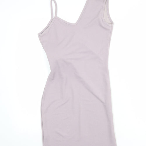 Missguided Womens Purple Polyester Pencil Dress Size 8 V-Neck Pullover - Tie Front Detail