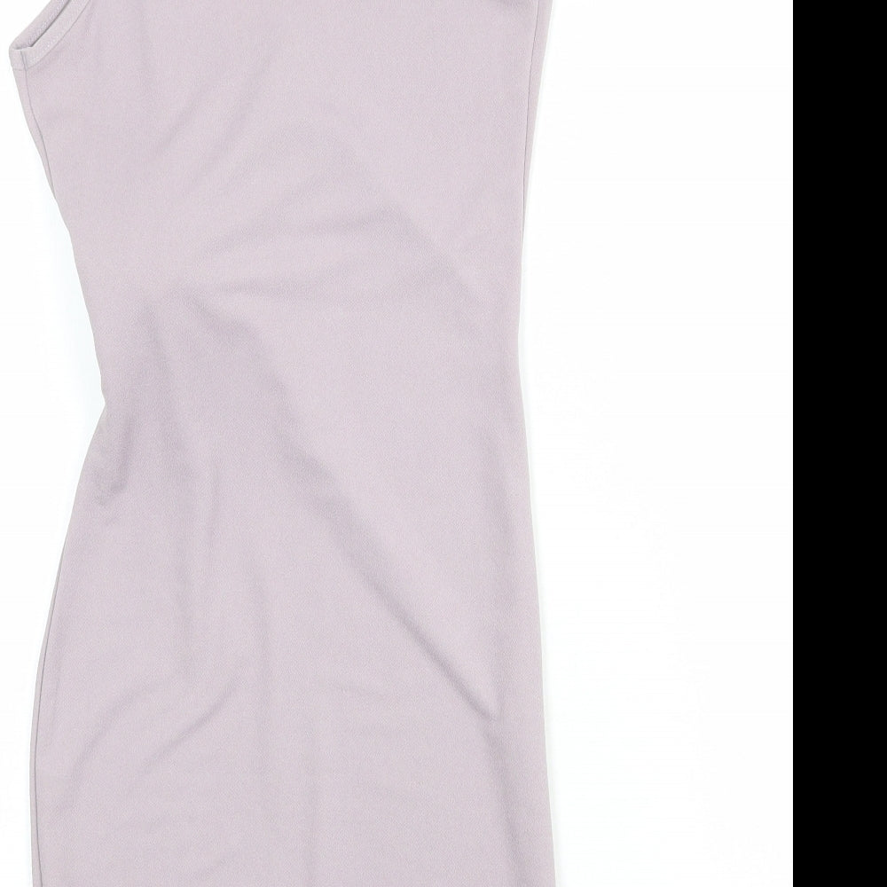 Missguided Womens Purple Polyester Pencil Dress Size 8 V-Neck Pullover - Tie Front Detail
