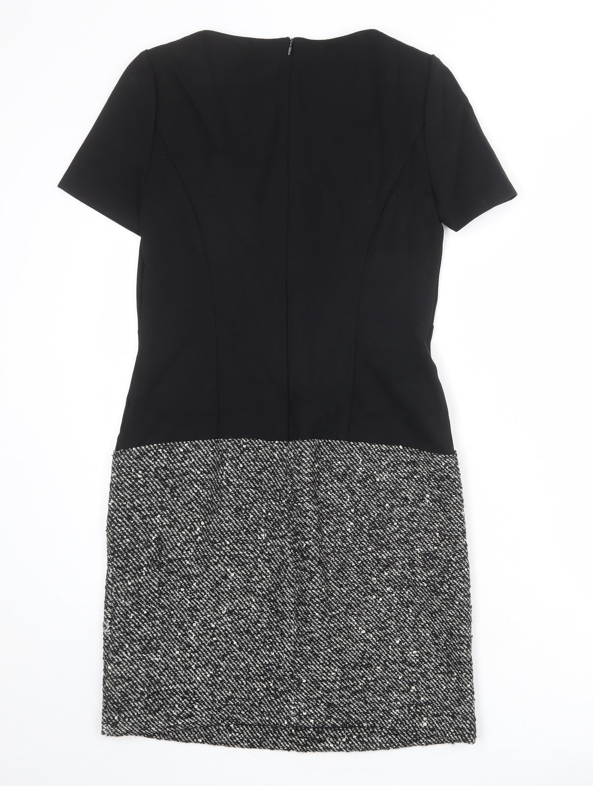 Marks and Spencer Womens Black Colourblock Polyester Sheath Size 8 Boat Neck Zip