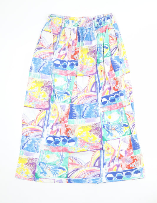 Emreco Womens Multicoloured Geometric Polyester A-Line Skirt Size 12