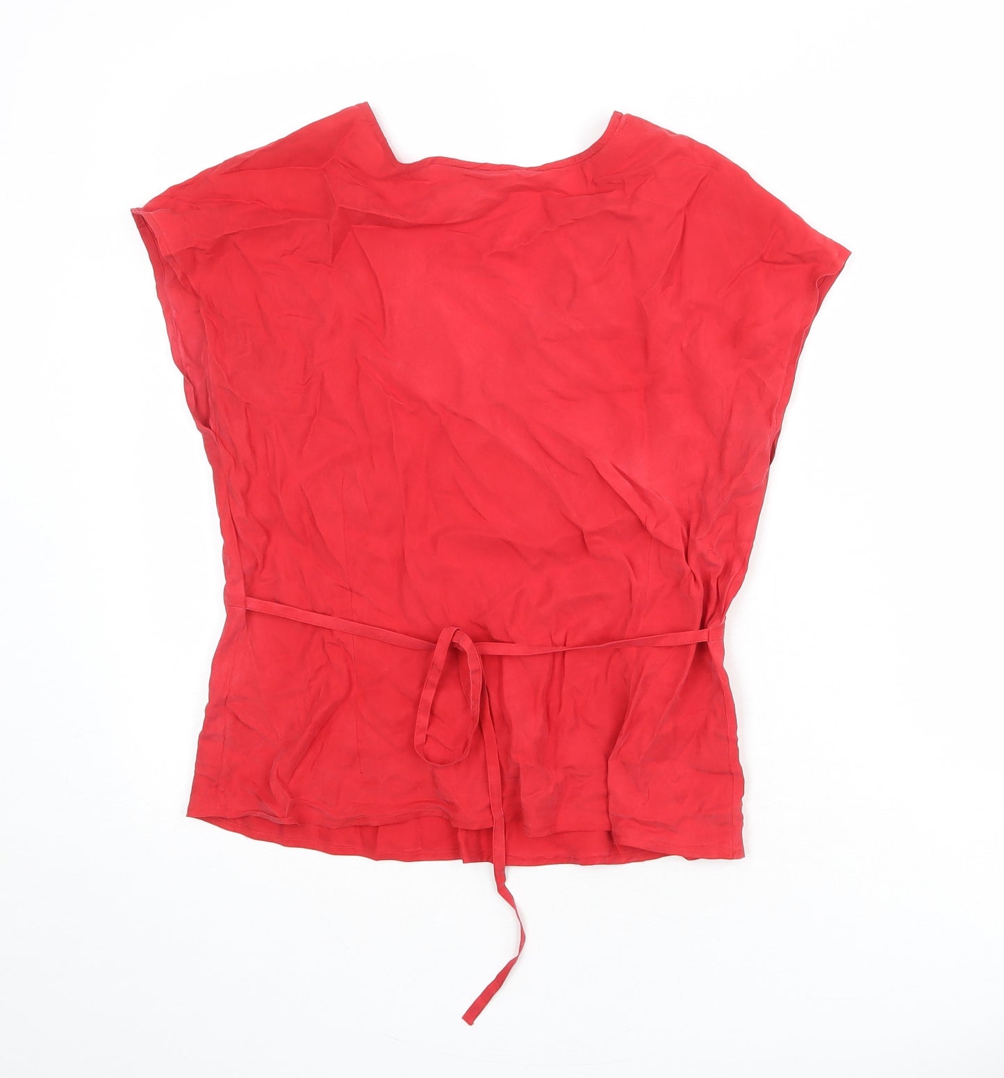 Monsoon Womens Red Silk Basic Blouse Size 14 V-Neck