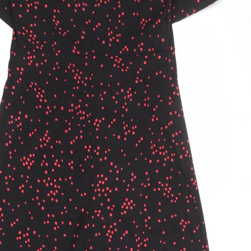 Nasty Gal Womens Black Geometric Polyester A-Line Size 8 V-Neck Zip