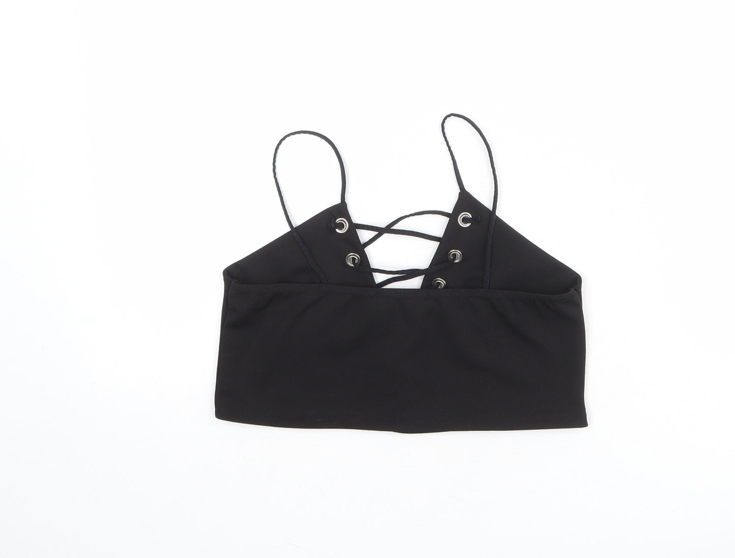 Missguided Womens Black Polyester Cropped Tank Size 10 V-Neck