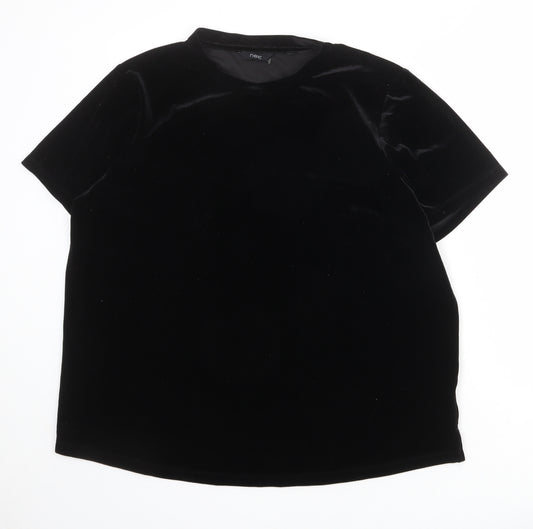 NEXT Womens Black Polyester Basic T-Shirt Size 20 Round Neck