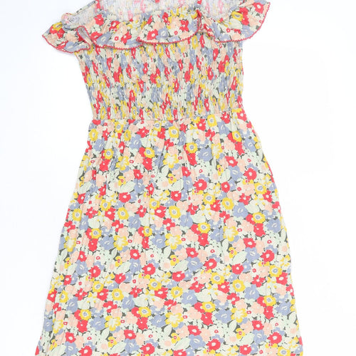 NEXT Womens Multicoloured Floral Viscose Slip Dress Size 14 Square Neck Pullover