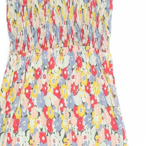 NEXT Womens Multicoloured Floral Viscose Slip Dress Size 14 Square Neck Pullover