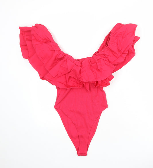 Zara Womens Pink Cotton Bodysuit One-Piece Size M Snap