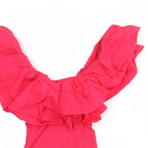 Zara Womens Pink Cotton Bodysuit One-Piece Size M Snap