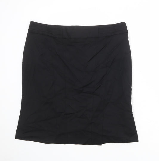 NEXT Womens Black Polyester A-Line Skirt Size 18 Zip