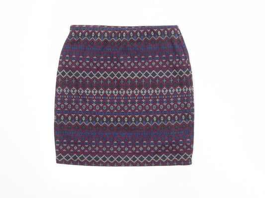 New Look Womens Multicoloured Geometric Polyester Bandage Skirt Size 10