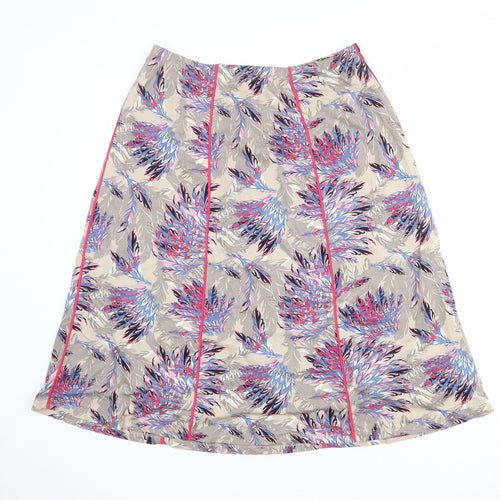 Damart Womens Beige Geometric Viscose A-Line Skirt Size 14