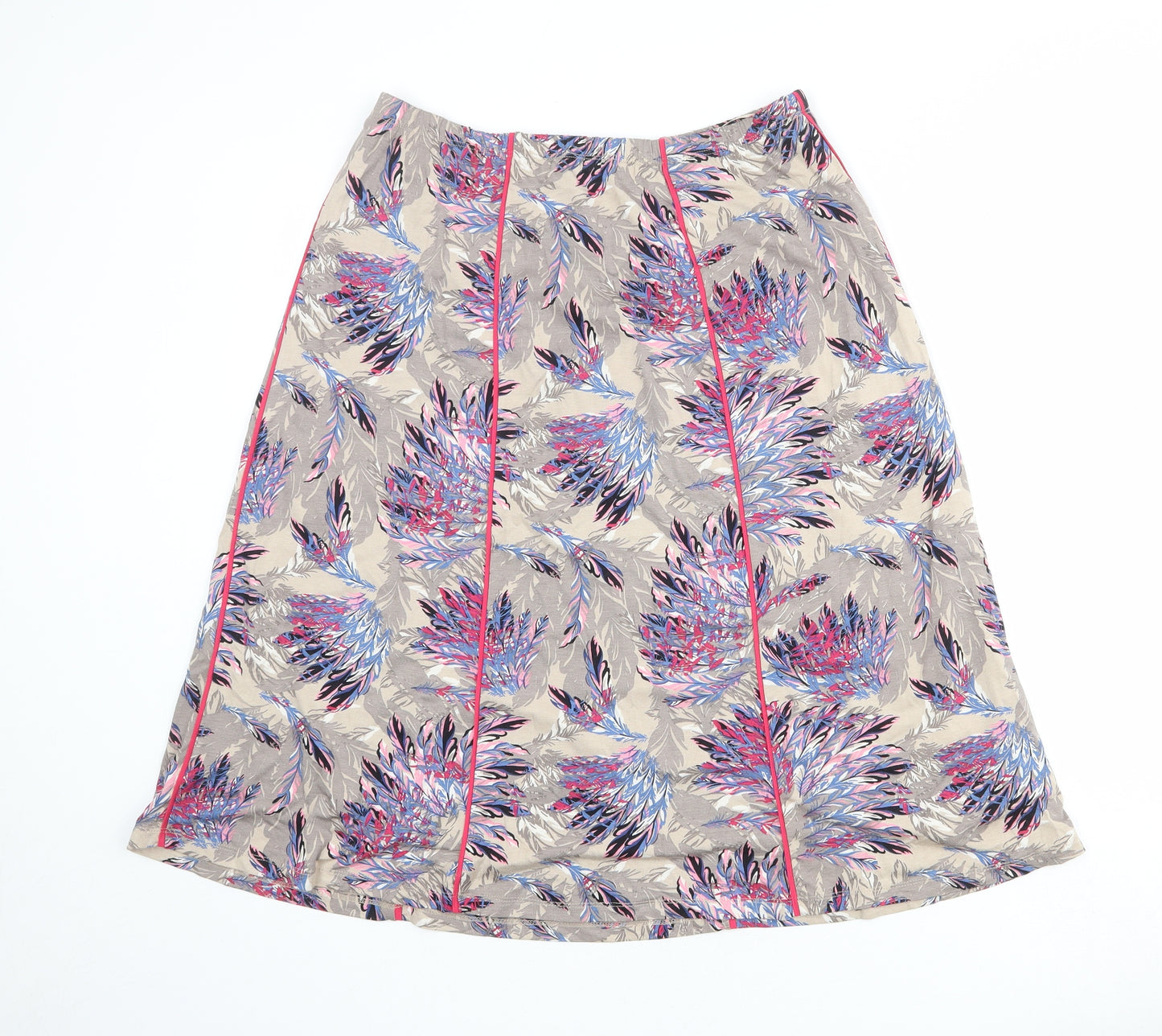 Damart Womens Beige Geometric Viscose A-Line Skirt Size 14