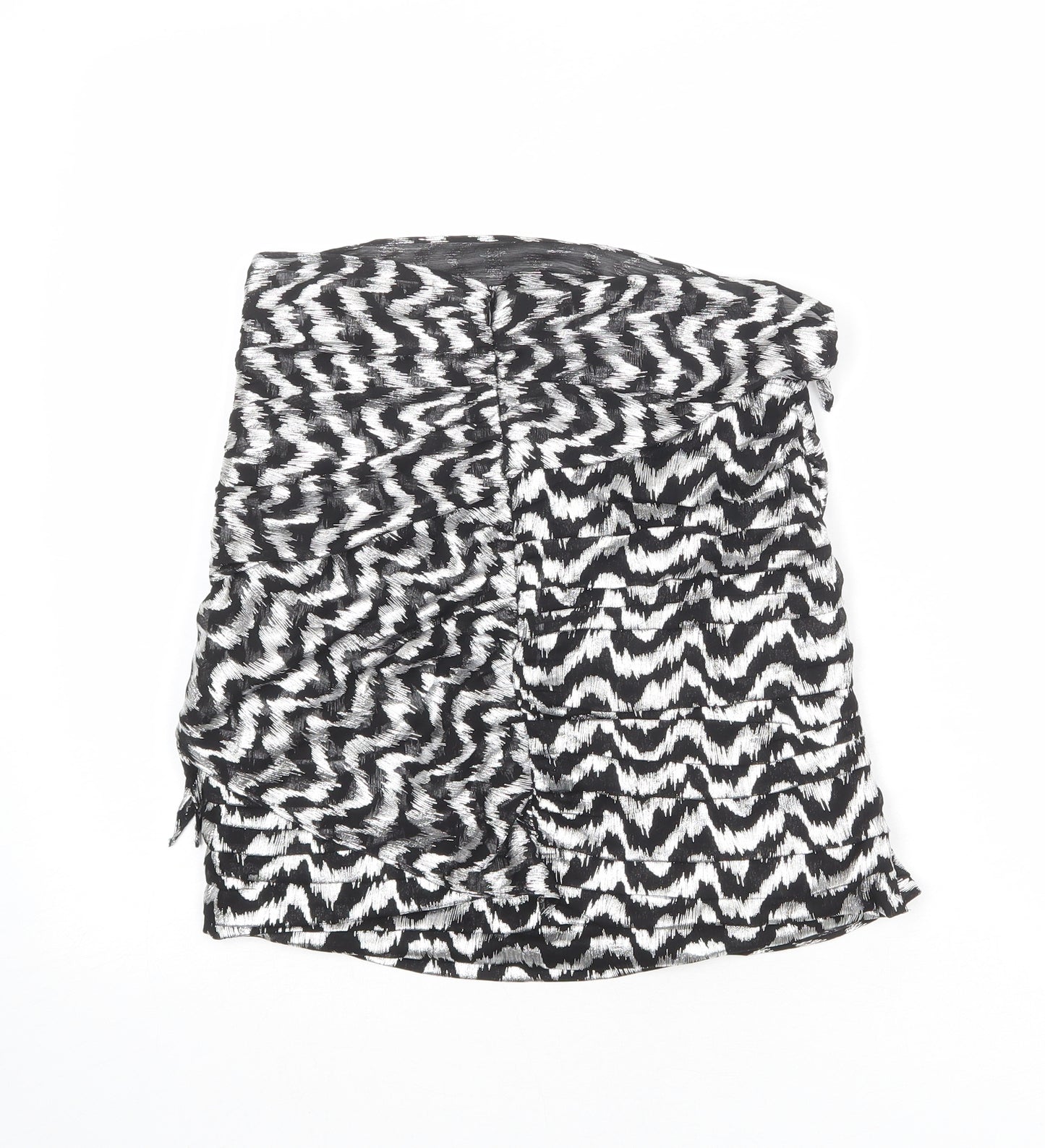 Zara Womens Silver Geometric Polyester A-Line Skirt Size XS Zip