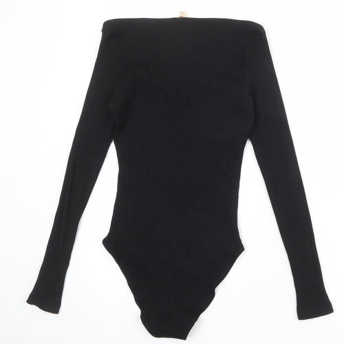 H&M Womens Black Viscose Bodysuit One-Piece Size 12 Pullover