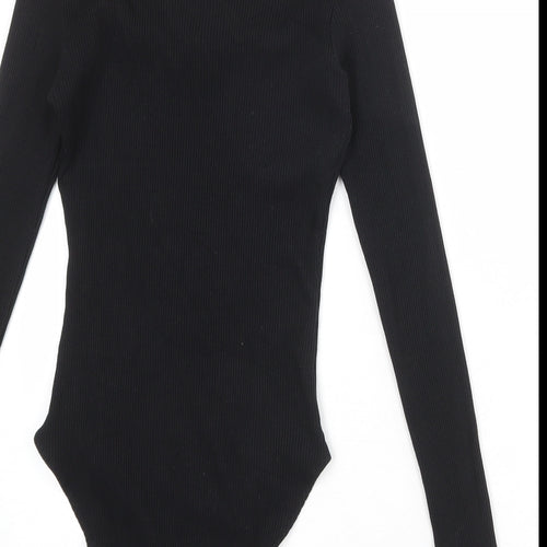 H&M Womens Black Viscose Bodysuit One-Piece Size 12 Pullover