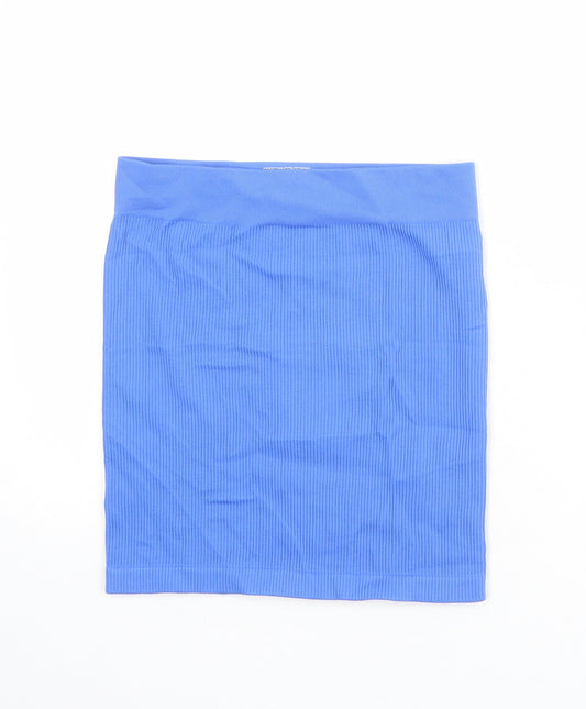 PRETTYLITTLETHING Womens Blue Polyamide Bandage Skirt Size M