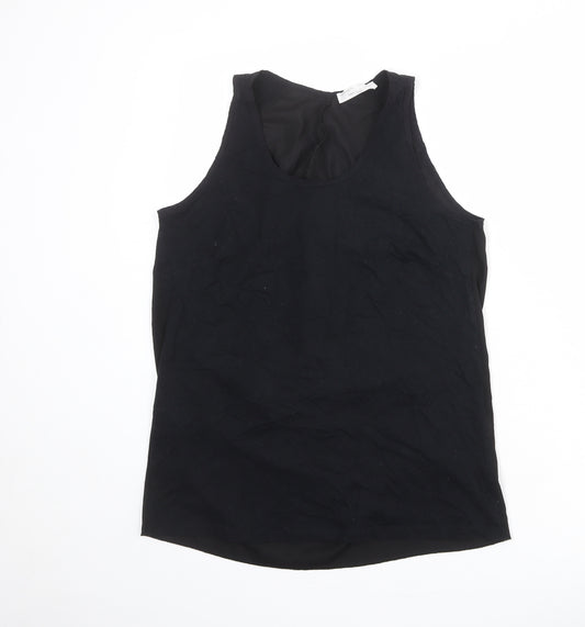 Zara Womens Black Cotton Basic Tank Size M Scoop Neck