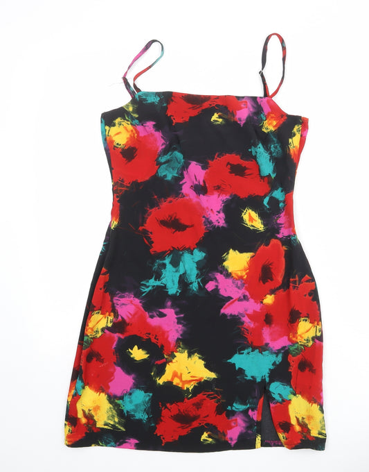 Nasty Gal Womens Multicoloured Geometric Polyester Slip Dress Size 10 Square Neck Zip
