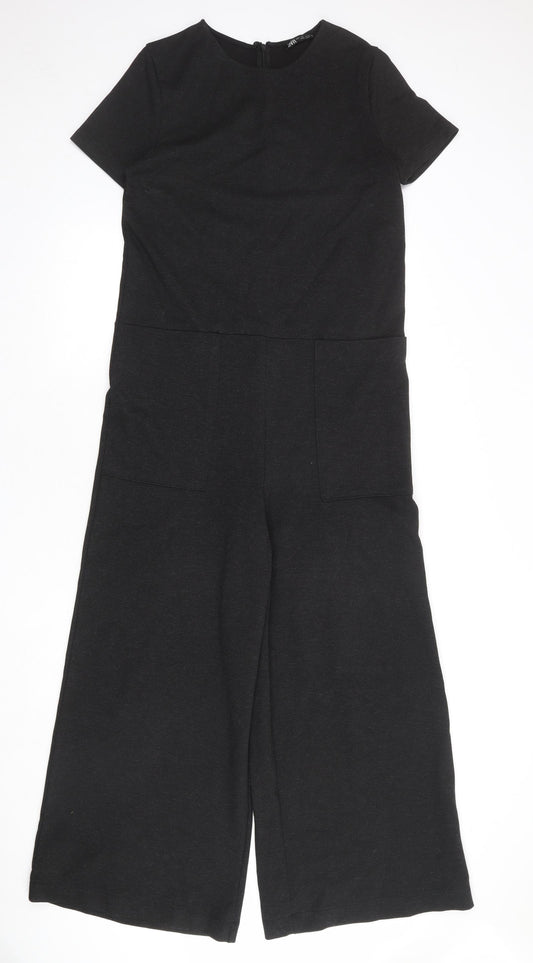 Zara Womens Grey Polyester Jumpsuit One-Piece Size L Zip