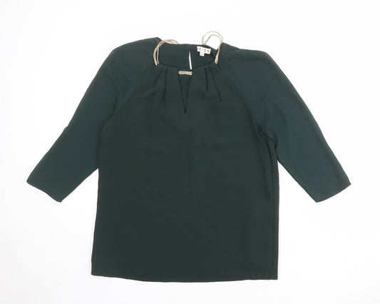 Reiss Womens Green Polyester Basic Blouse Size 8 Round Neck