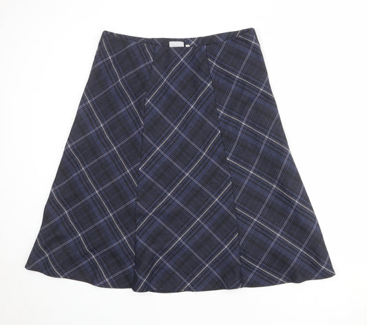 EWM Womens Blue Plaid Polyester Swing Skirt Size 18