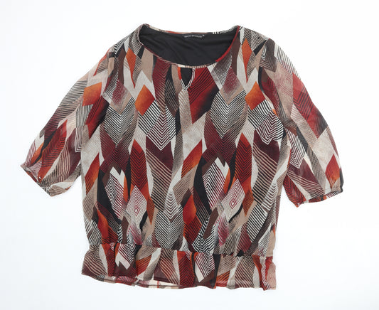 David Emmanuel Womens Multicoloured Geometric Polyester Basic Blouse Size 20 Round Neck