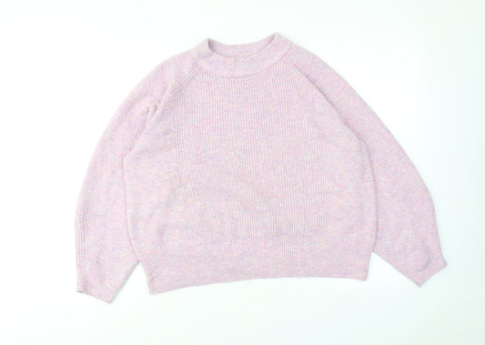 Marks and Spencer Womens Pink Round Neck Acrylic Pullover Jumper Size L