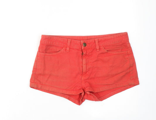 American Apparel Womens Red Cotton Hot Pants Shorts Size 29 in Regular Zip