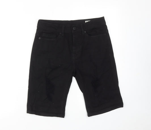 Denim & Co. Mens Black Cotton Bermuda Shorts Size 28 in Regular Zip